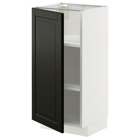 METOD Напольный шкаф с полками - белый/Bodbyn чёрный 40x37 см