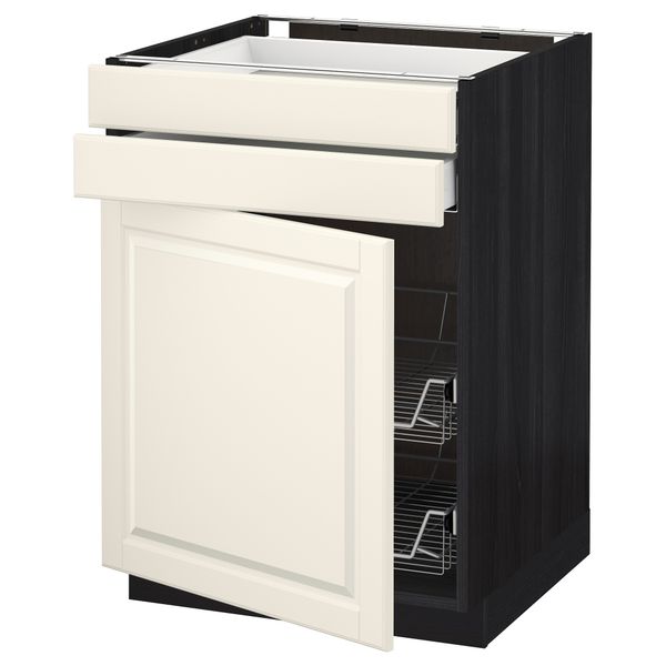 Напольный шкаф, дверца, 2 ящика, проволочных корзин МЕТОД / МАКСИМЕРА, черный, Будбин белый с оттенком - схема-чертеж с размерами