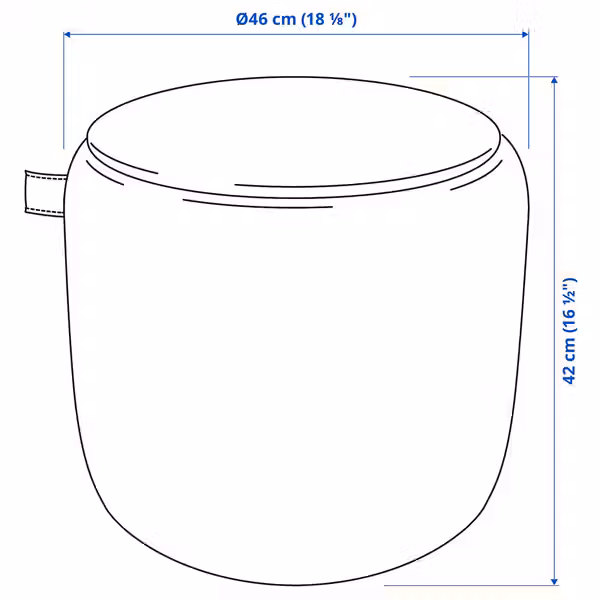 JÄRRESTAD ЙЭРРЕСТАД Пуф - с отделением для хранения/Tonerud темно-бежевый - схема-чертеж с размерами