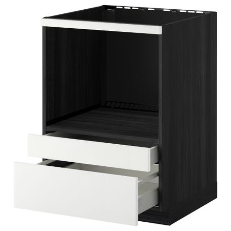 Напольный шкаф для комбинирования СВЧ, ящики МЕТОД / МАКСИМЕРА, черный, Рингульт белый (60x60 см)