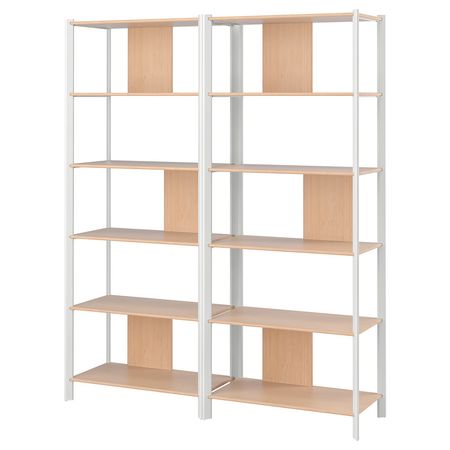JÄTTESTA ЭТТЕСТА Комбинация д/хранения - белый/светлый бамбук 160x40x195 см