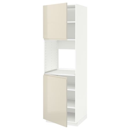 Высокий шкаф для духовки, 2 дверцы, полки, 60x60x200 cm IKEA METOD МЕТОД 894.673.11
