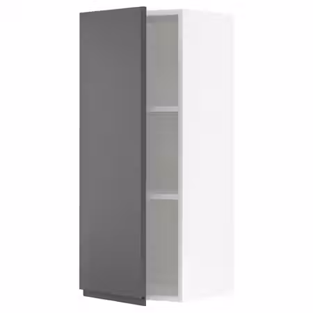 METOD Навесной шкаф с полками - белый/Voxtorp темно-серый 40x100 см