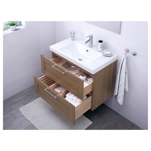 Шкаф для раковины с 2 ящиками ГОДМОРГОН / ОДЕНСВИК, под грецкий орех (80x49x64 см) - фото 3