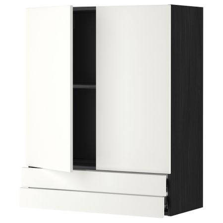 Навесной шкаф, 2 дверцы, 2 ящика МЕТОД / ФОРВАРА, черный, Хэггеби белый