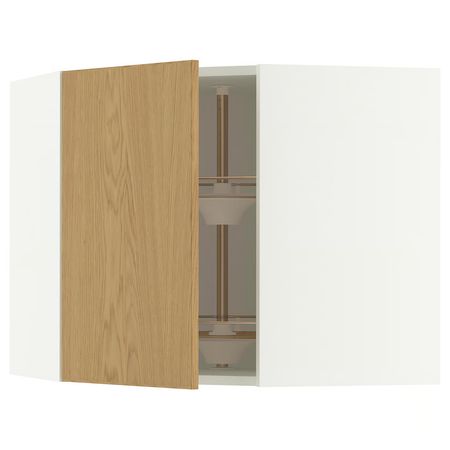 METOD Углов навесн шкаф с вращающ секцией - белый/Sinarp дубовый шпон 68x60 см