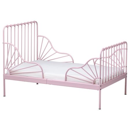 Раздвижная кровать с реечным дном, светло-розовый 80x200 см IKEA MINNEN МИННЕН 394.188.13