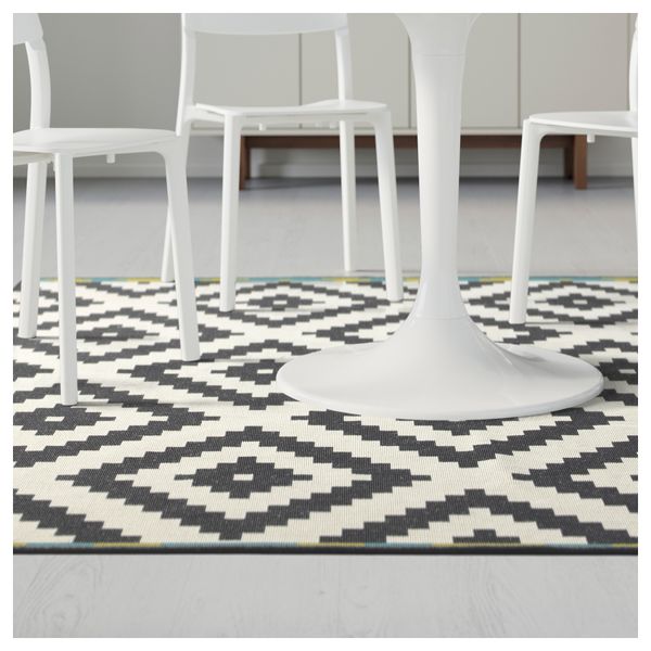 Ковер, короткий ворс ЛЭППЛЬЮНГ РУТА, белый, черный (200x200 см) - фото 4