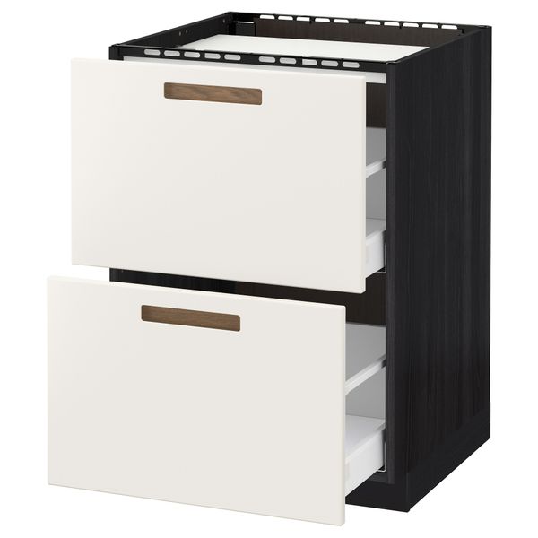 Напольный шкаф, 2 фронтальных панели, 3 ящика МЕТОД / МАКСИМЕРА, черный, Мэрста белый - схема-чертеж с размерами