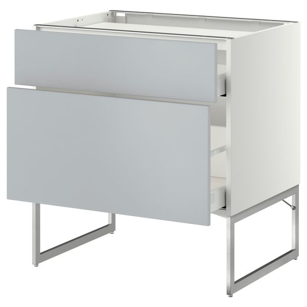 Напольный шкаф, 2 фронтальных панели, 3 ящика МЕТОД / МАКСИМЕРА, белый, Веддинге серый - схема-чертеж с размерами