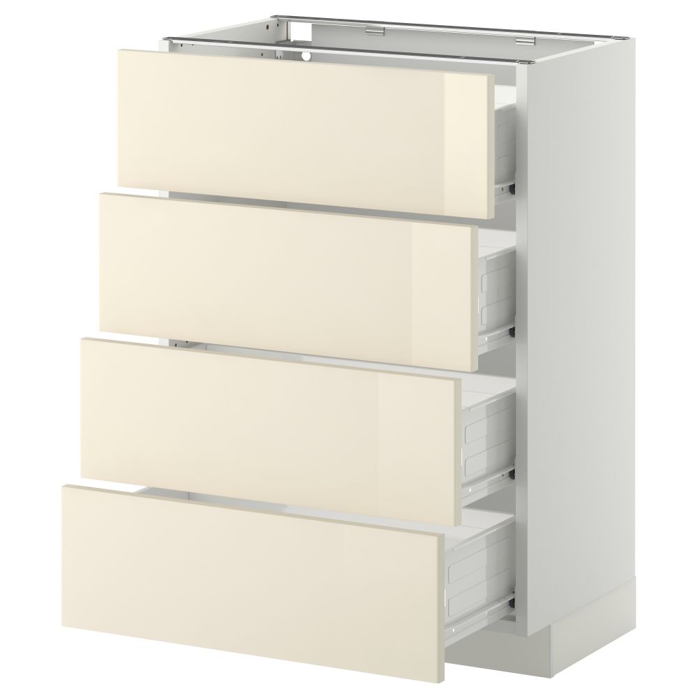 Напольный шкаф 4 фронтальных панели, 4 ящика МЕТОД / ФОРВАРА, белый, Рингульт кремовый - схема-чертеж с размерами