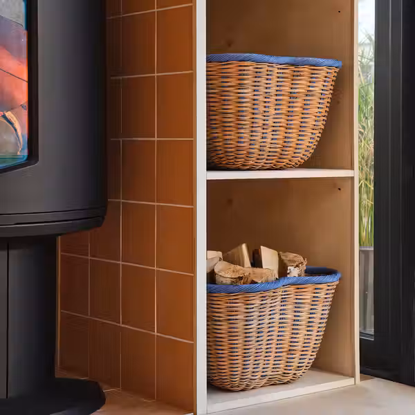 OMMJÄNGE ОММЬЕНГЕ Корзина - бежевый/синий 40x40x26 см - фото 3