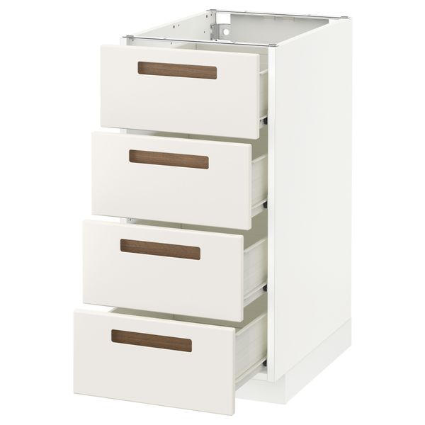 Напольный шкаф 4 фронтальных панели/4 ящика МЕТОД / ФОРВАРА, белый, Мэрста белый - схема-чертеж с размерами