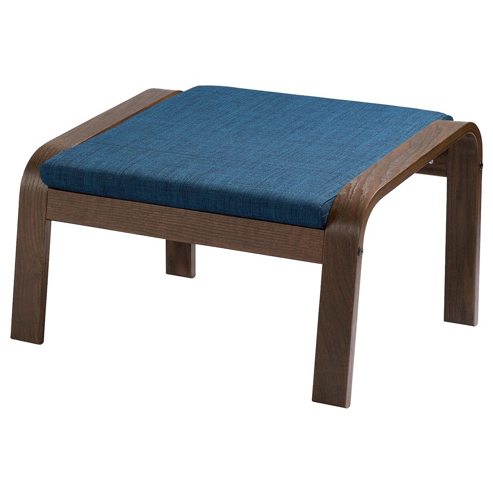 Табурет для ног, коричневый/Шифтебу темно-синий IKEA POÄNG ПОЭНГ 193.028.18 - фото 1