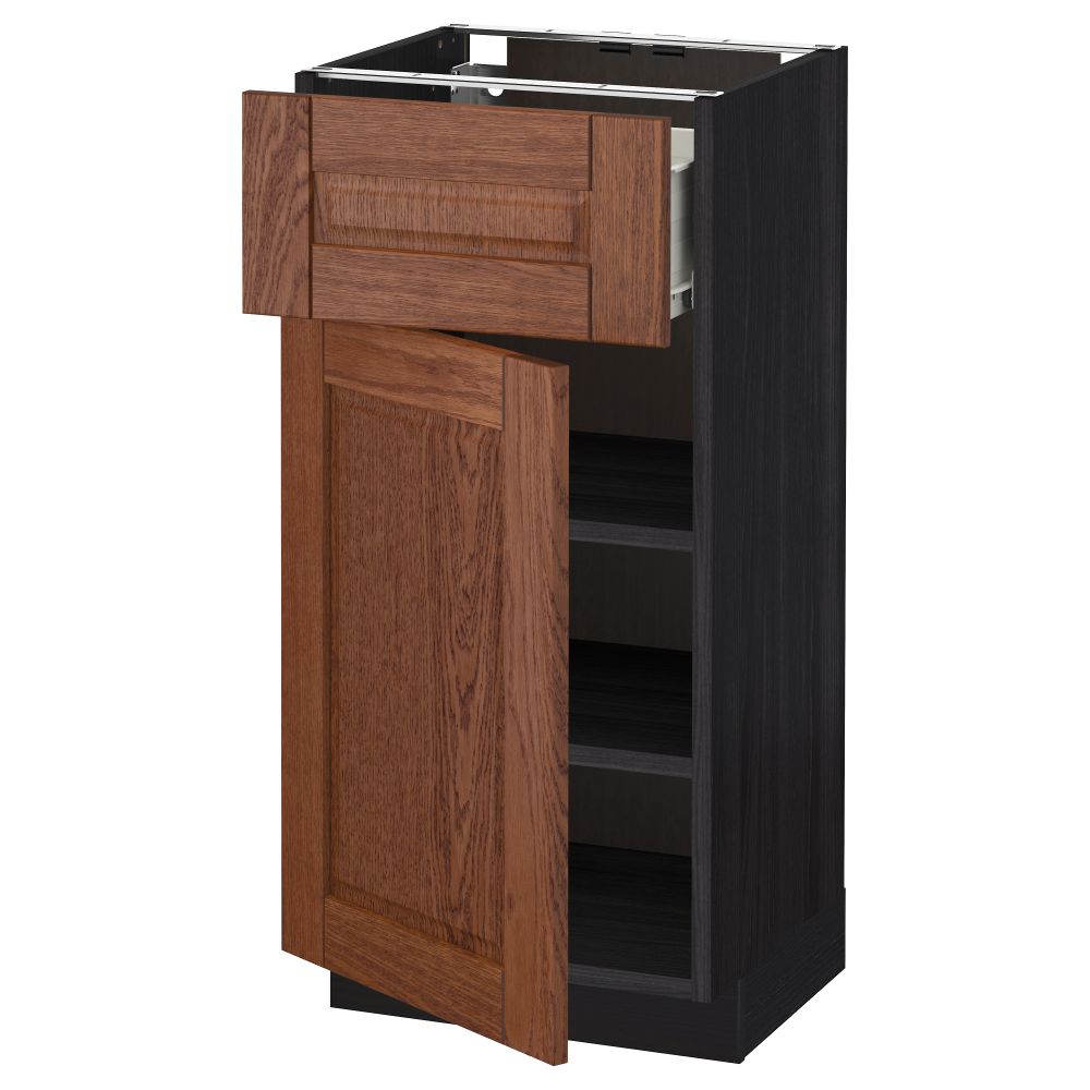 Напольный шкаф с ящиком, дверью МЕТОД / ФОРВАРА, черный, Филипстад коричневый - схема-чертеж с размерами