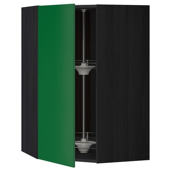 Угловой навесной шкаф с вращающейся секцией МЕТОД, черный, Флэди зеленый - схема-чертеж с размерами