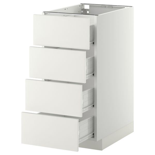Напольный шкаф 4 фронтальных панели, 4 ящика МЕТОД / ФОРВАРА, белый, Хэггеби белый - схема-чертеж с размерами