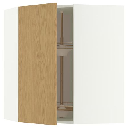 METOD Углов навесн шкаф с вращающ секцией - белый/Sinarp дубовый шпон 68x80 см