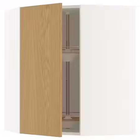 METOD Углов навесн шкаф с вращающ секцией - белый/Sinarp дубовый шпон 68x80 см