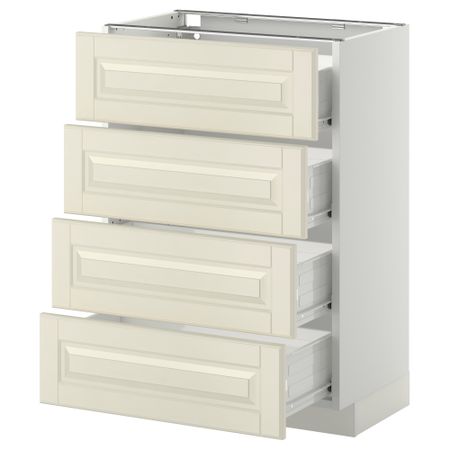 Напольный шкаф 4 фронтальных панели, 4 ящика МЕТОД / ФОРВАРА, белый, Будбин белый с оттенком
