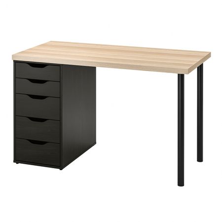 Письменный стол, под беленый дуб/черно-коричневый 120x60 см IKEA LAGKAPTEN ЛАГКАПТЕН / ALEX АЛЕКС 394.169.70