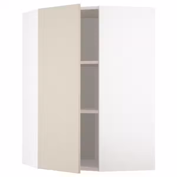 METOD Угловой навесной шкаф с полками - белый/Havstorp бежевый 68x100 см - фото 1