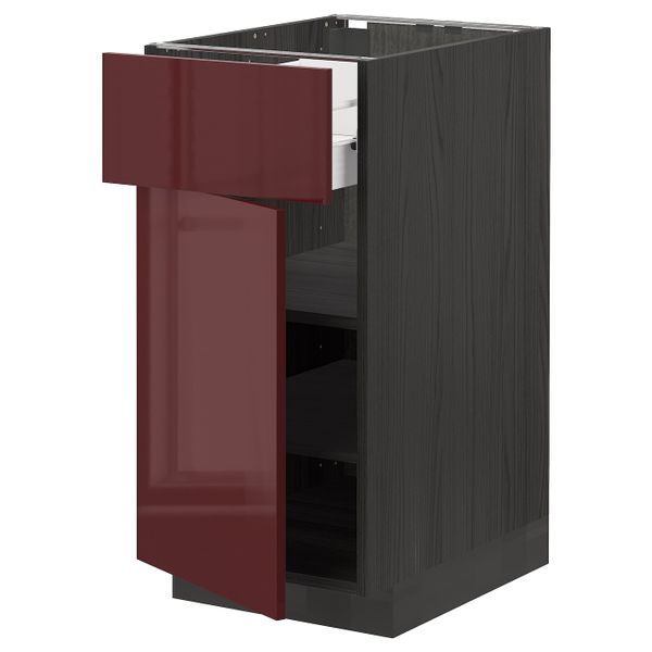 Напольный шкаф с ящиком/дверью, черный Калларп/глянцевый темный красно-коричневый 40x60 см IKEA МЕТОД / ФОРВАРА 393.279.93 - схема-чертеж с размерами