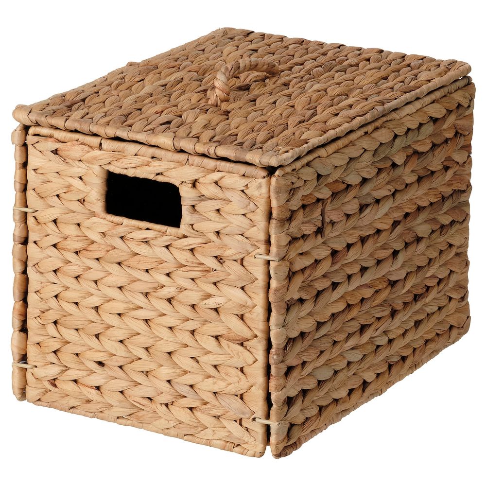 Коробка с крышкой, водный гиацинт 35x25x25 см IKEA INSVEP ИНСВЕП 604.768.01 - фото 1