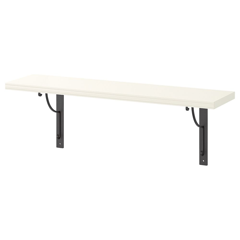 Полка навесная, белый, черный, 80x20 см IKEA БЕРГСХУЛЬТ / ЭКБИ ХОЛЬ 192.946.20 - фото 1