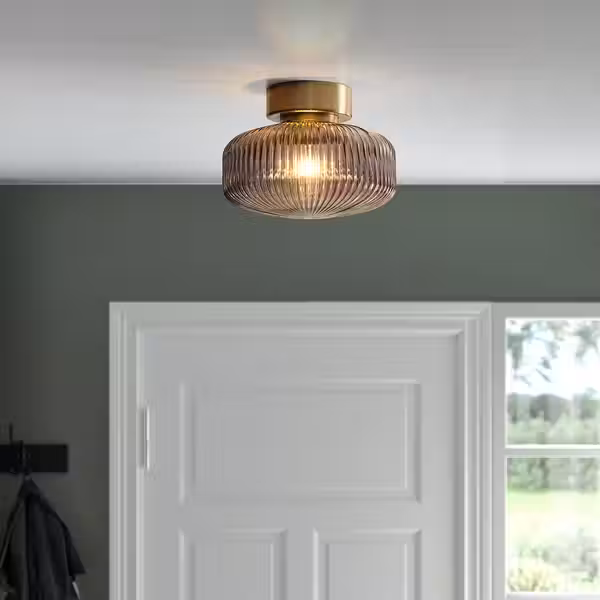 SOLKLINT Потолочный светильник - латунь/серое прозрачное стекло 27 см - фото 2