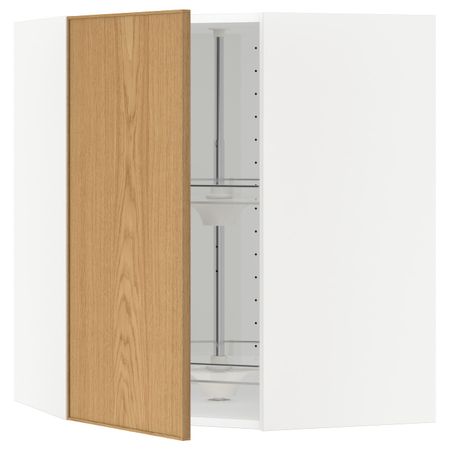 Угловой навесного шкаф с вращающейся секц, белый/Экестад дуб 68x80 см IKEA METOD МЕТОД 192.258.77