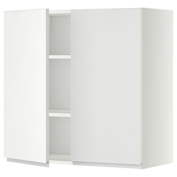 Навесной шкаф с полками, 2 дверцы МЕТОД, белый, Нодста белый - схема-чертеж с размерами