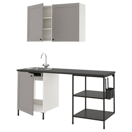 Кухня, 183x63.5x222 см, антрацит/серый каркас IKEA ENHET 093.374.65