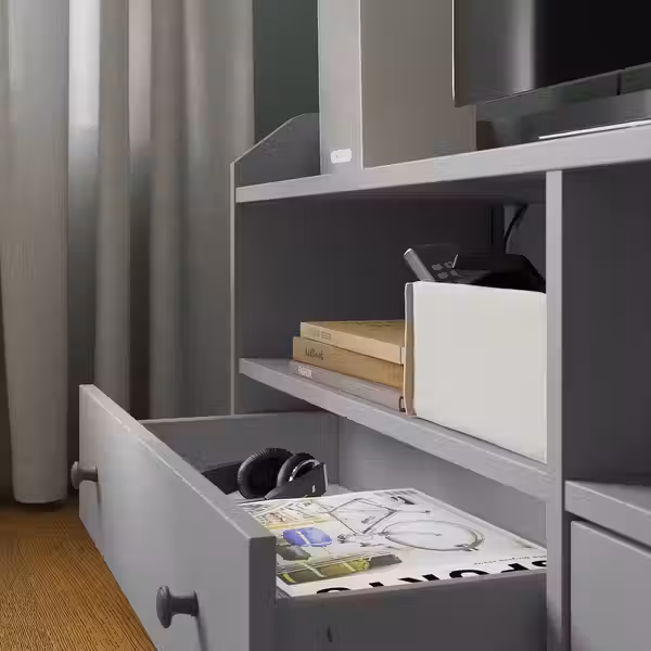 HAUGA Комбинация для хранения/под ТВ - серый 276x46x199 см - фото 3