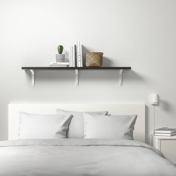 Полка навесная, коричнево-чёрный, белый, 120x20 см IKEA БЕРГСХУЛЬТ / ЭКБИ СТЁДИС 692.906.34 - схема-чертеж с размерами