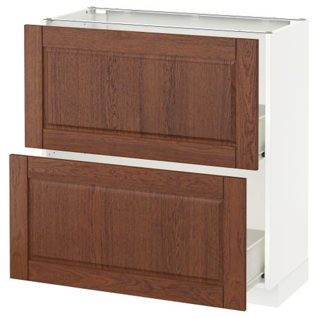 Напольный шкаф с 2 ящиками МЕТОД / ФОРВАРА, белый, Филипстад коричневый