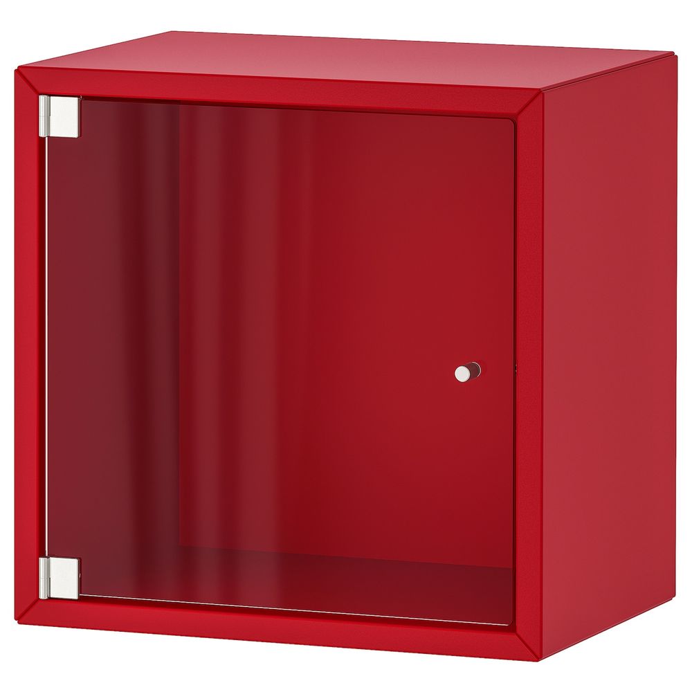 Навесной шкаф со стеклянной дверью, красный 35x25x35 см IKEA ЭКЕТ 193.363.52 - фото 1