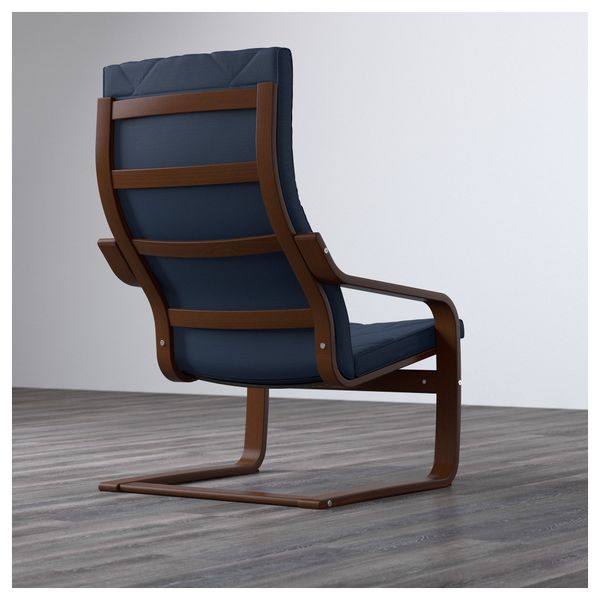 Кресло ПОЭНГ, классический коричневый, Эдум темно-синий - фото 3