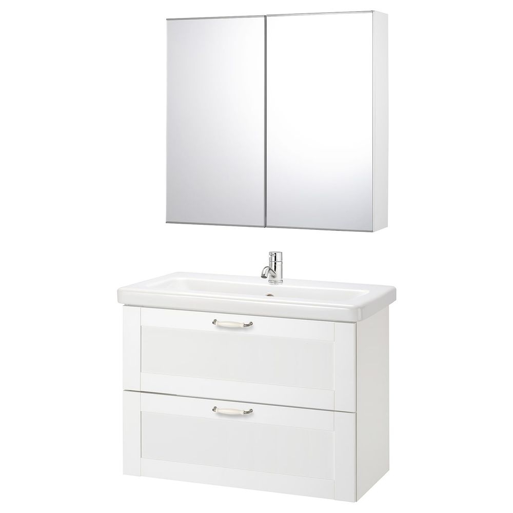 Комплект мебели для ванной, 6 предм., Йельсен белый/ПИЛКОН смеситель 84x43x65 см IKEA FISKÅN ФИСКОН / TVÄLLEN ТВЭЛЛЕН 394.360.58 - фото 1