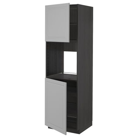 Высокий шкаф для духовки/2дверцы/полки, черный/Будбин темно-зеленый 60x60x200 см IKEA МЕТОД 893.133.66