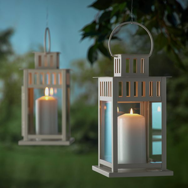 Фонарь для формов свечи, для дома, улицы, 28 см, бежевый IKEA BORRBY БОРБЮ 505.425.33 - фото 3