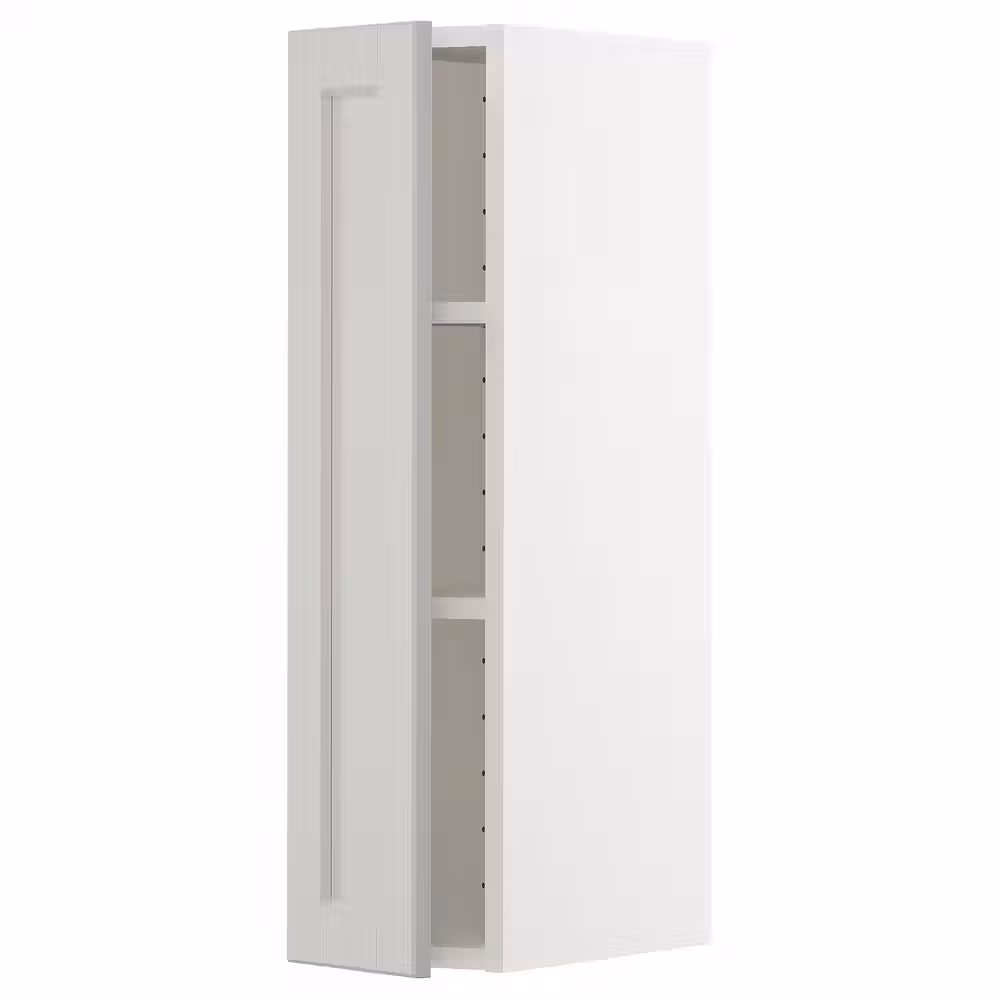 METOD Навесной шкаф с полками - белый/Lerhyttan светло-серый 20x80 см - фото 1