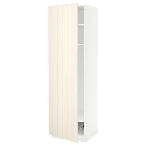 Высокий шкаф с полками, проволочной корзиной МЕТОД, белый, Хитарп белый с оттенком - схема-чертеж с размерами