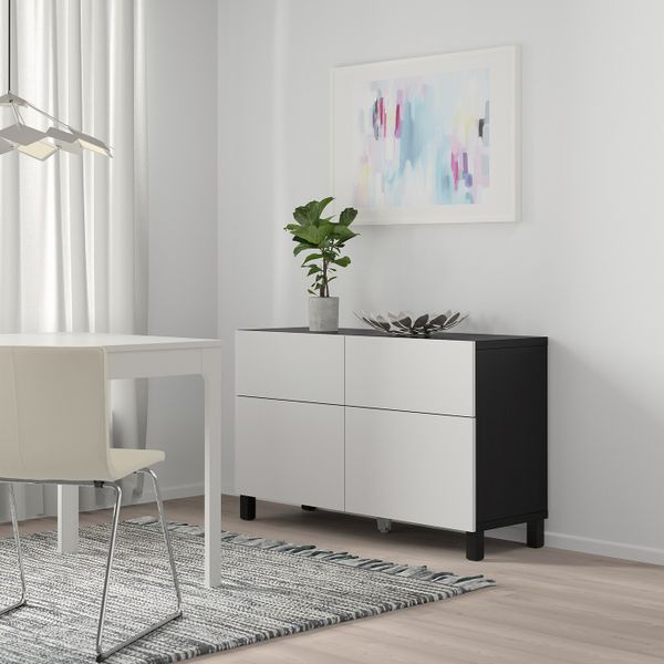 Комбинация для хранения с дверцами/ящ, черно-коричневый/Лаппвикен светло-серый 120x40x74 см IKEA БЕСТО 292.492.36 - фото 2