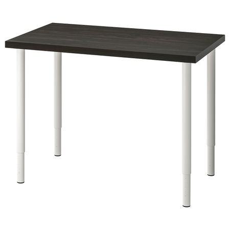 Письменный стол, черно-коричневый/белый 100x60 см IKEA LINNMON ЛИННМОН / OLOV ОЛОВ 994.163.78