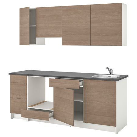 Кухня, под дерево серый 220x61x220 см IKEA КНОКСХУЛЬТ 193.966.66