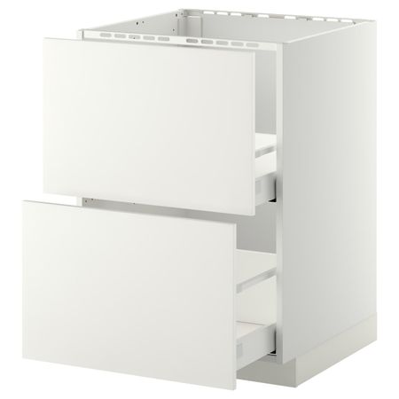 Напольный шкаф под мойку + 2 фронтальных панели, 2 ящ, белый/Хэггеби белый 60x60 см IKEA METOD МЕТОД / MAXIMERA МАКСИМЕРА