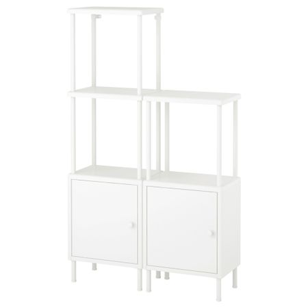 Стеллаж с 2 шкафчиками ДИНАМ, белый (80x27x94-134 см)
