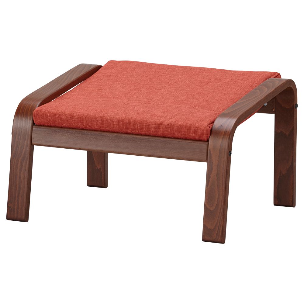 Табурет для ног ПОЭНГ, классический коричневый, Шифтебу темно-оранжевый - схема-чертеж с размерами