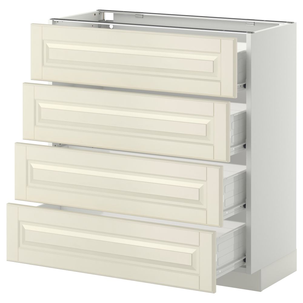 Напольный шкаф 4 фронтальных панели, 4 ящика МЕТОД / ФОРВАРА, белый, Будбин белый с оттенком - схема-чертеж с размерами